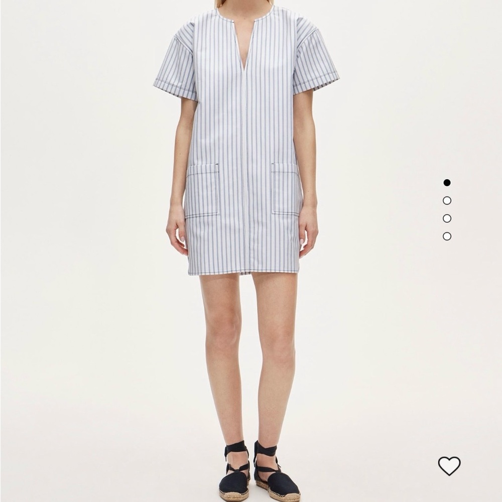 J. Crew Blue and White Striped Short Sleeve Shift Dress